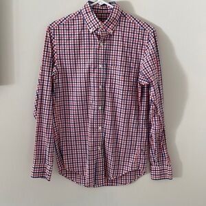 J. Crew XS Red White Blue Plaid Button Down Shirt 100% Cotton Lightweight